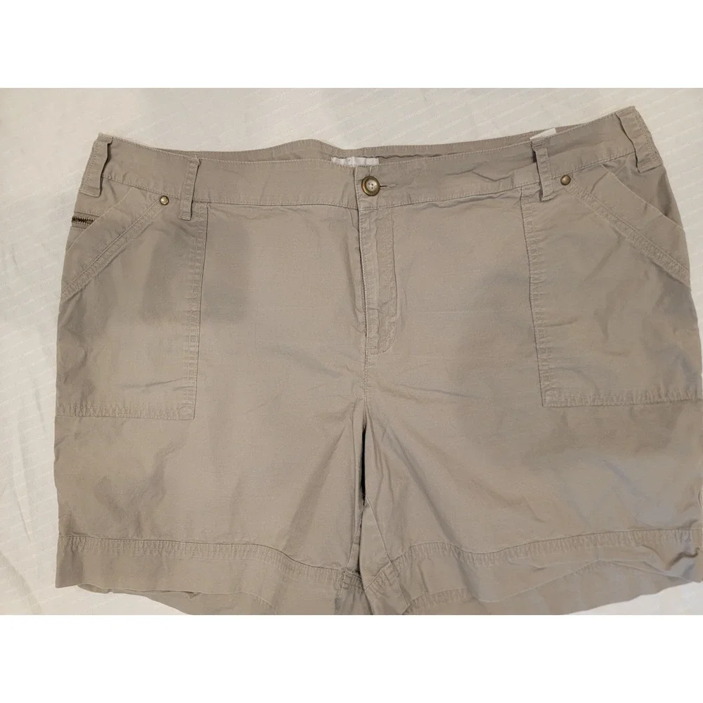 Avenue Women's Plus 18 Gray Utility Shorts Cargo Pockets Casual‎ Slate Stone EUC